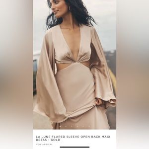 Shona Joy - La Lune Flared Sleeve Open Back Maxi Dress - Gold